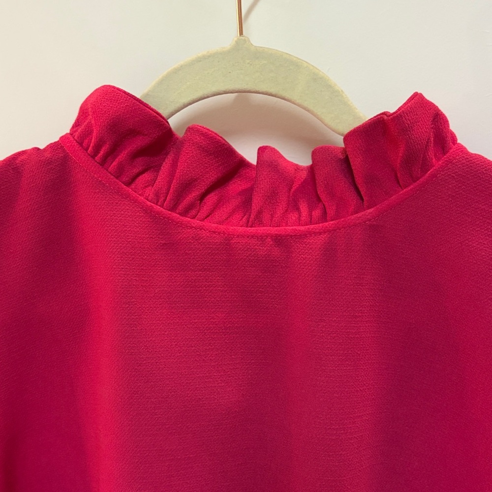 Women’s Ruffle-Neck Blouse - Pink - Picture 8 of 9